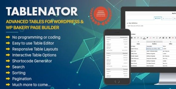 Tablenator Easy and Advanced Tables for WordPress Plugin
