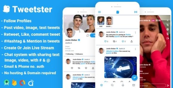 Tweetster Twitter Clone Social Network App Source Code Follow Chat Tweet Live Android Studio Firebase Admob