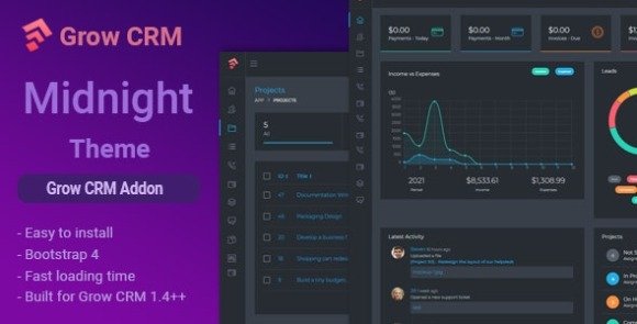Midnight Grow CRM Dark Theme Addon Download
