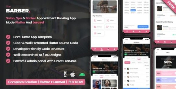 Salon Booking Management System With Mobile App using Flutter App Source