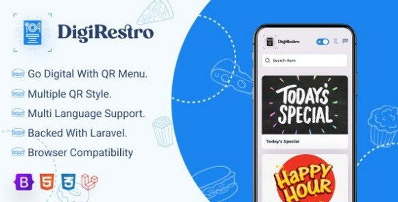 DigiRestro Single Owner Multiple Restaurant QR Menu Generator PHP Script