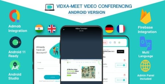 VIDXA MEET Free Video Conferencing and Audio Conferencing App Zoom Clone Android Admin Panel
