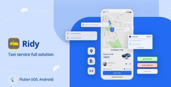 Ridy Flutter Full Taxi Solution App Source Code