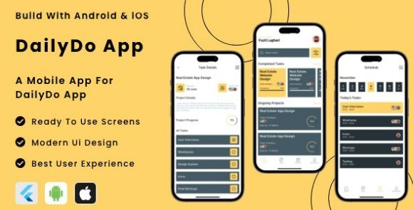 DailyDo Online Daily Task Manager Flutter Android iOS Mobile App Template
