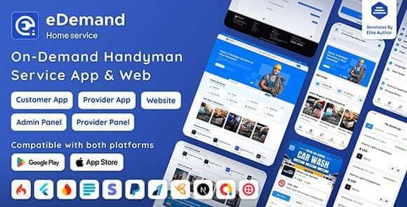 eDemand-Multi Vendor On Demand Handy Services Handyman with Flutter App Source