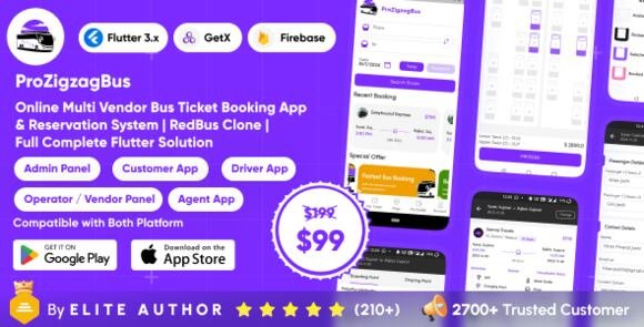 ProZigzagBus Online Multi Vendor Bus Ticket Booking App Reservation System Flutter Source