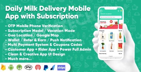 Dairy Products Grocery Daily Milk Delivery Mobile App with Subscription